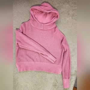 Cropped knit hooded sweater